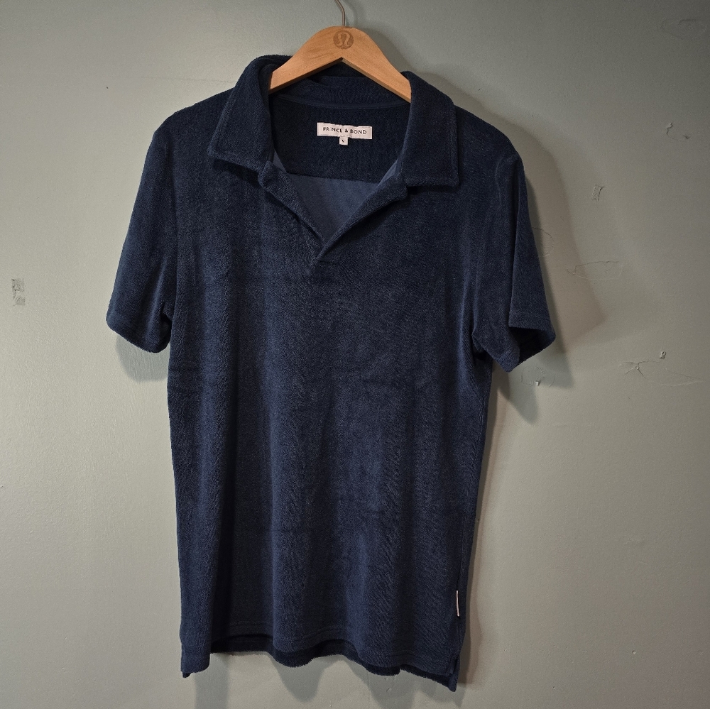 Prince & Bond Men's Blue Terry Short Sleeve Pullover Beach Riviera Polo M